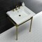 Fauceture KVPB25227W87 Dreyfuss 25" Console Sink W/SS Leg (8", 3 Hole), Wht/Brass KVPB25227W87 - alternate 6